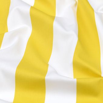 Tissu sergé de coton rayure 5cm jaune 