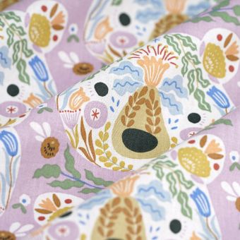 Tissu cretonne Byrnie parme