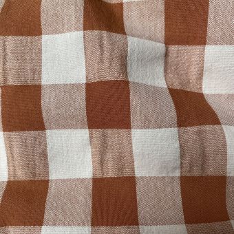 Tissu seersucker maxi vichy curry 20mm recyclé