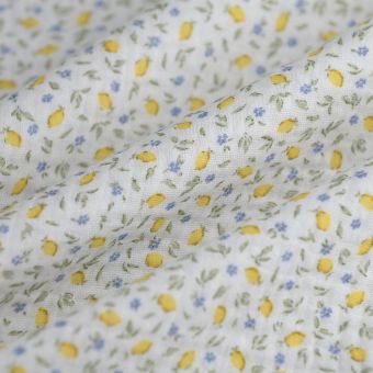 Tissu double gaze mini citron jaune écru