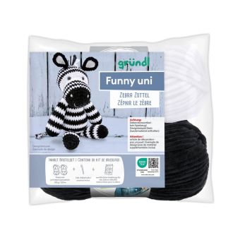 Kit crochet Zéphir le Zèbre – Amigurumi bicolore 100% coton certifié Oeko-Tex