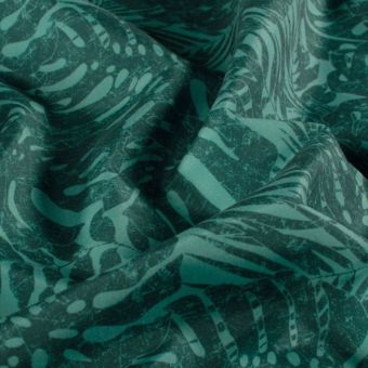 Tissu short de bain recyclé feuillage palmier bleu