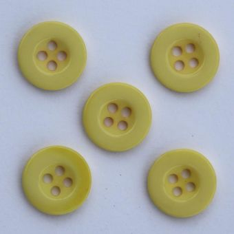 Boutons Unis avec 4 Trous en Resine 13mm - Lot de 10 - Jaune