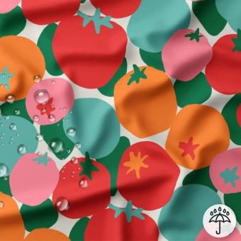 Tissu imperméable tomates pop multicolore