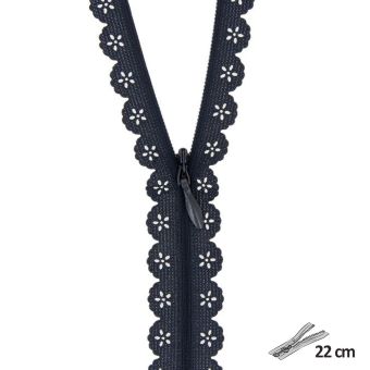 Fermeture dentelle géométrique n°3 - 22 cm Bleu Marine