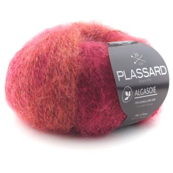 Pelote de fil à tricoter Algasoie imprimée multico orange/rouge 210m - Plassard