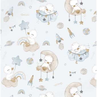 Tissu Impermeable Canard Ciel Bleu Clair, coupon 1m x laize (155cm)