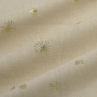 Tissu bachette de Noël  linen look étoile foil or 