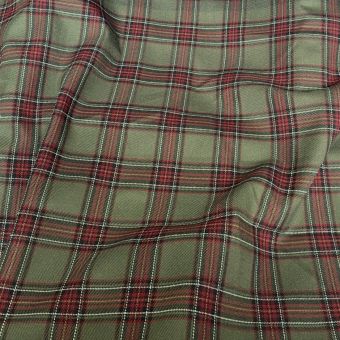 Tissu flanelle tartan carreaux kaki