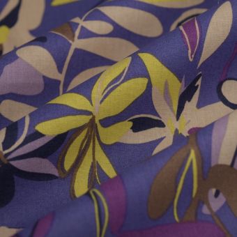 Tissu cretonne dahlia violet