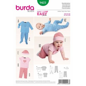 Patron Burda 9423 Kids Ensemble bébé de 1 à 12 mois