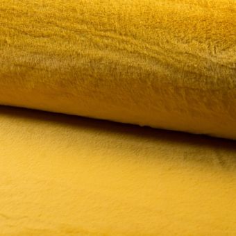 Tissu Fausse fourrure doudou uni moutarde