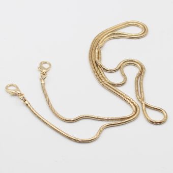 Chaine sac 3mm avec mousqueton dore - 120 cm