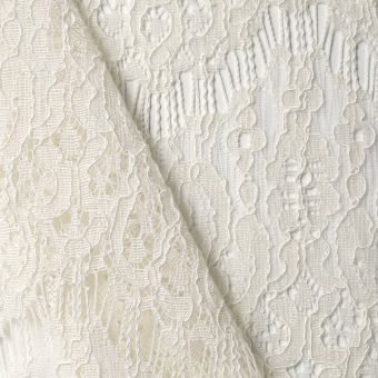 Tissu dentelle câblée fleurs écru