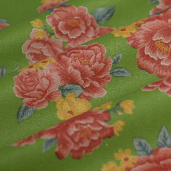 Tissu cretonne enduite Hacienda vert 