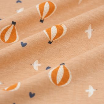 Tissu jersey coton montgolfière terracotta