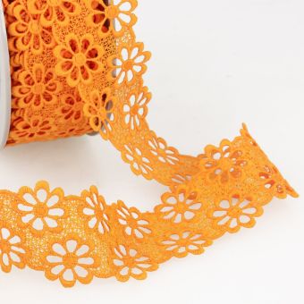 Ruban guipure pâquerette 40mm orange