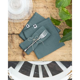 Lot de 3 serviettes de table "Gaïa" 40 x 40 cm "Gaze de Coton" l'Effet Papillon