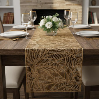 Chemin de table feuillage or 1m50 x 25cm