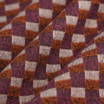 Tissu jacquard Quadro géométrique rose 