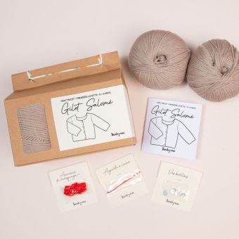 Kit DIY tricot - layette gilet Salomé lin sans aiguilles