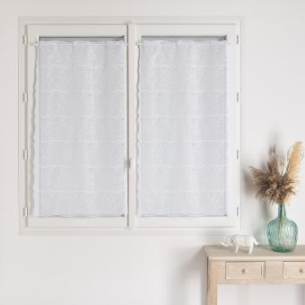 Modulable en étamine brodée motif feuille - Laize : 60 cm