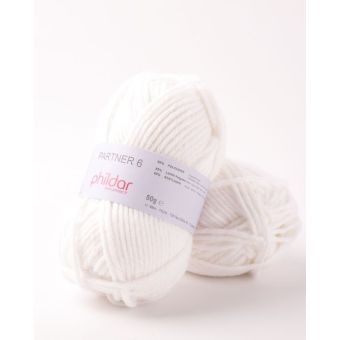 Pelote de fil à tricoter Partner 6 blanc - Phildar