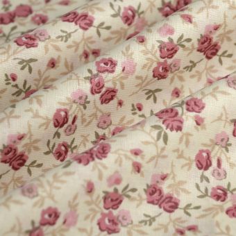 Tissu cretonne enduite mini rose 
