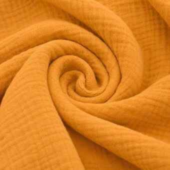 Tissu double gaze Gaby uni jaune mangue