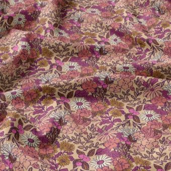 Tissu viscose imprimé multi fleurette rose