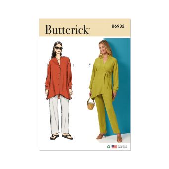 Patron Butterick B6932Y5 Pantalon,Top,Blouse Femme 46-54