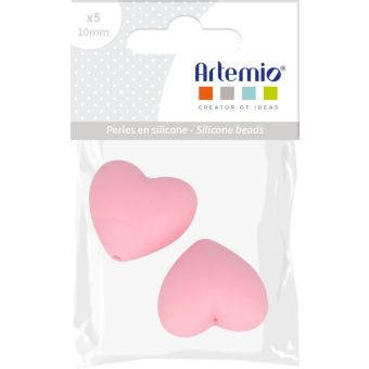 Lot 2 perles silicone cœur 19mm rose
