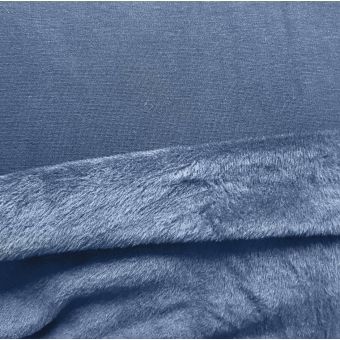Tissu molleton Alpfleece envers polaire uni bleu jean