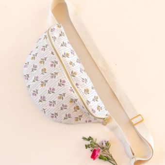 Kit "Le sac banane mini ou maxi" Fleurs Ecru Mini