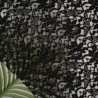 Tissu dentelle polyamide coton élasthanne floral noir