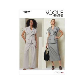 Patron Vogue V2097H5 haut v et jupe femme 34-42