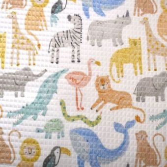 Tissu nid d'abeille imprimé animaux mutlico