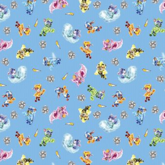 Tissu coton La Super Patrouille bleu