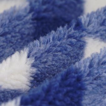 Tissu lainage polyester recyclé grand carreaux bicolores bleu