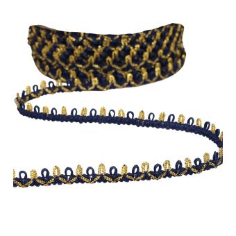 Bobine 25m galon bouclettes métalliques 10mm bleu