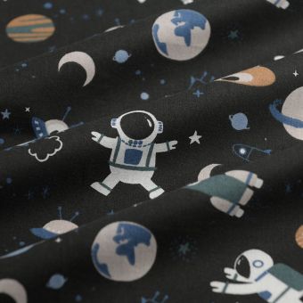 Tissu cretonne space noir