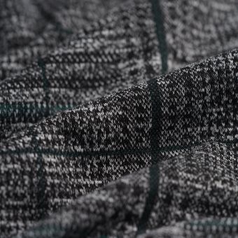 Tissu jersey polyester Princes de Galles vert gris