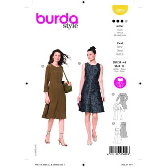 Patron Burda 6099 robe du 34 au 44