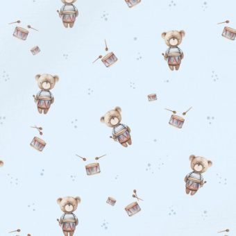 Coupon De Tissu Enfant Motif Oursons 55x74cm - Coton Multicolore, Neuf, Parfait Pour Coudre