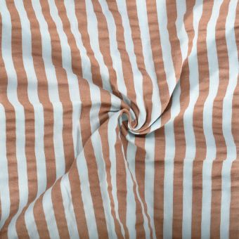 Tissu seersucker rayé bicolore menthe chocolat