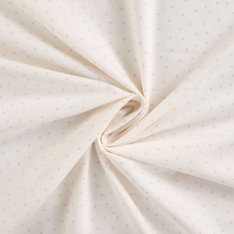 Tissu popeline coton imprimé mini cœur rose clair