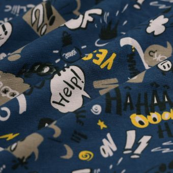 Tissu jersey coton BD bleu