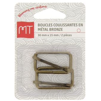 Boucle à coulisse en métal 30 mm x 16 mm 2 pcs bronze