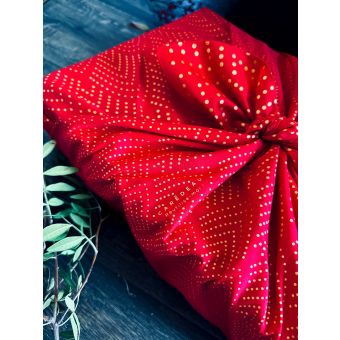 Emballage Réutilisable Furoshiki Pack Famille 3-en-1 Coton : Amour Rouge Coquelicot