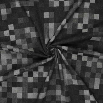 Tissu jean motif effet patchwork noir